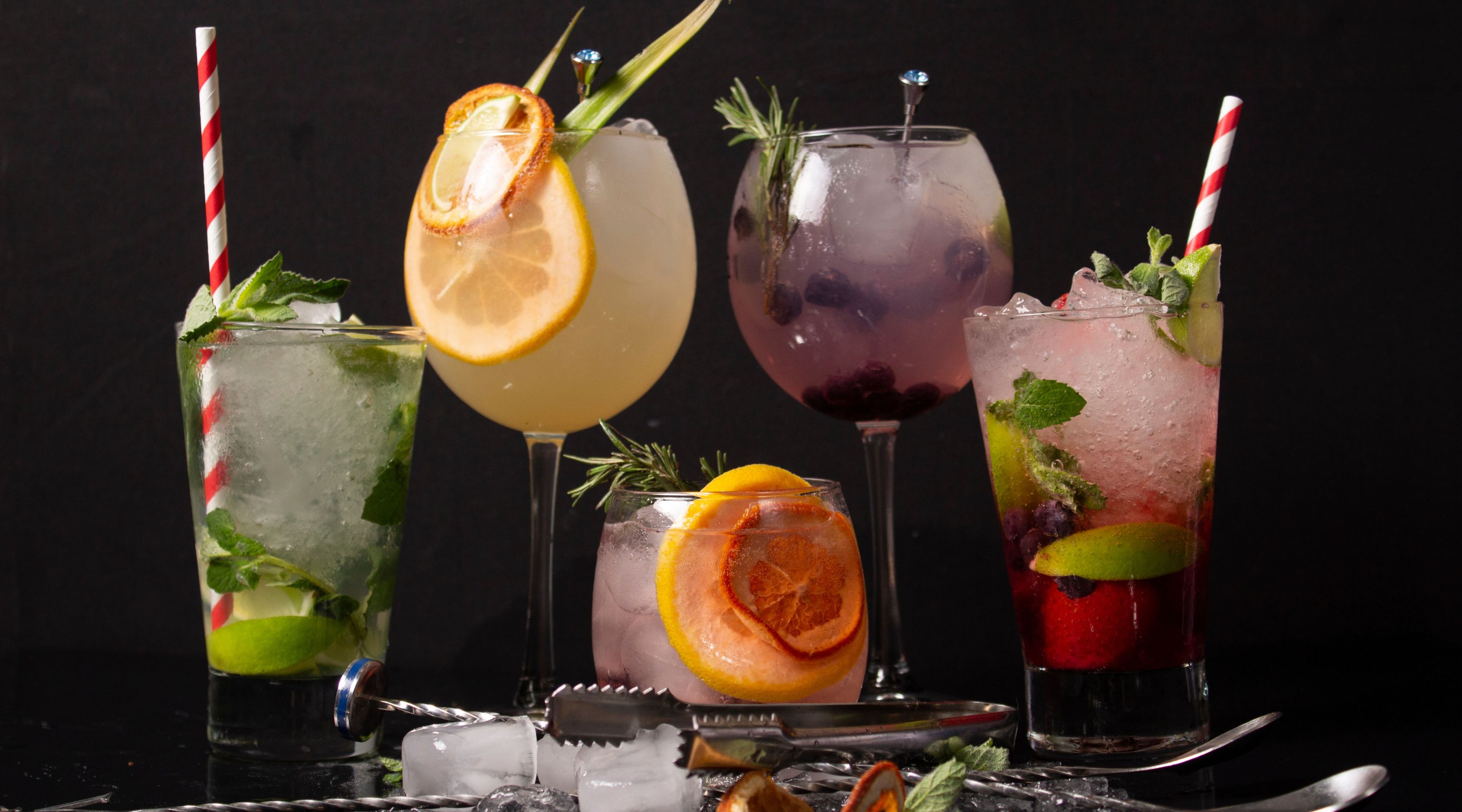 vodka soda avec différents fruits