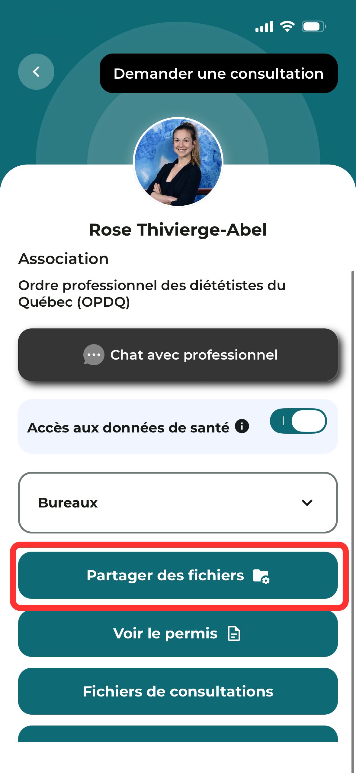 1.10 Comment partager des documents avec ma nutritionniste ?