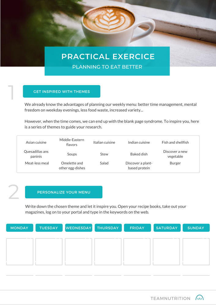 practical exercice planning to eat better equipenutrition teamnutrition