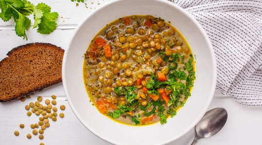 Soupe cari et lentilles