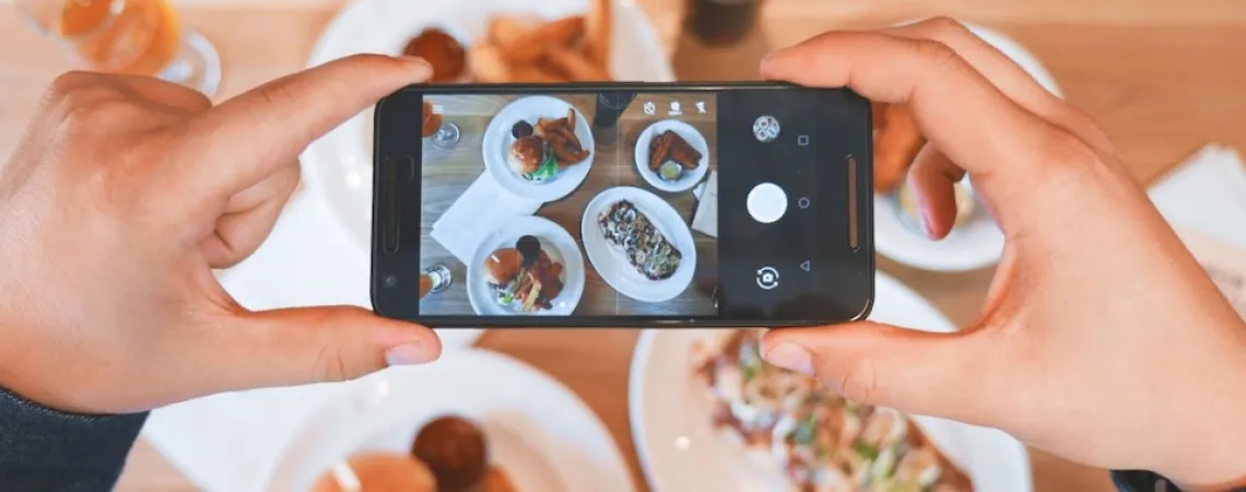 technologie, application, photo de repas