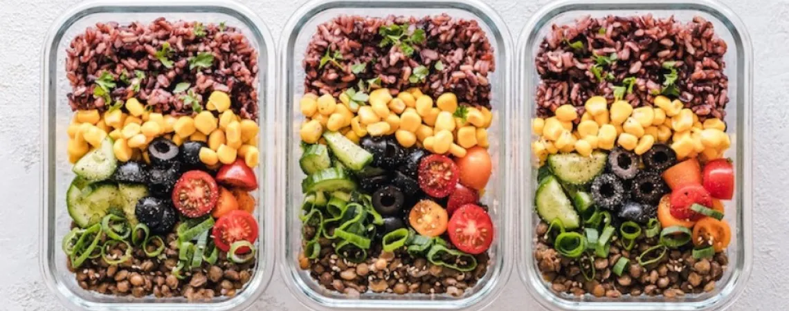 meal prep, repas préparés d'avance, repas dans un plat
