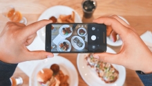 technologie, application, photo de repas