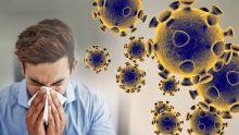 homme qui se mouche à côté du coronavirus