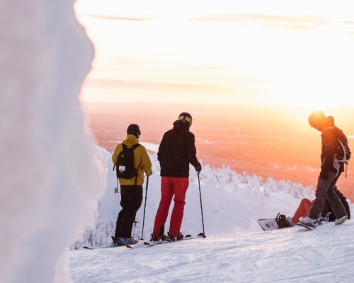 adultes en ski en plein hiver sur une montagne