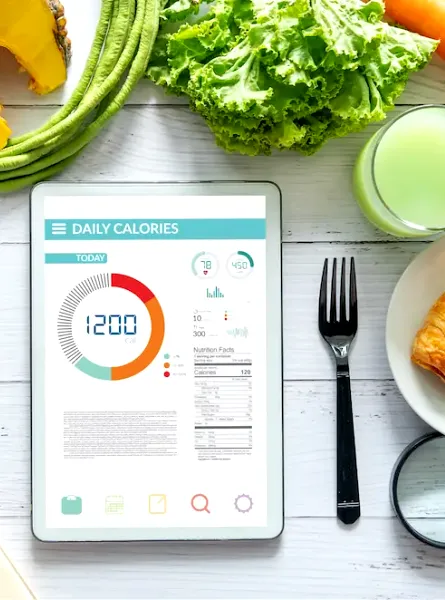 Tablette avec application qui calcule les calories