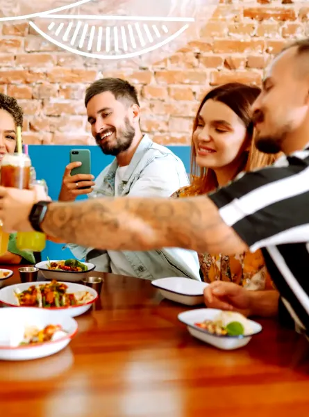 friends having fun at the restaurant