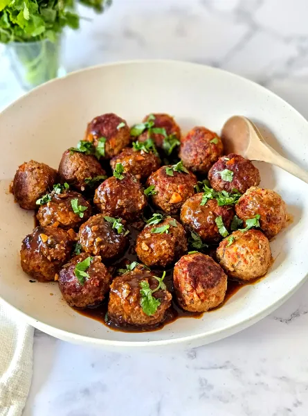 Boulettes de viande aigre-douce moitié végé ÉquipeNutrition Sweet and Sour Half-Veggie Meatballs TeamNutrition