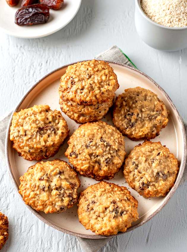 Galettes avoine bananes chia dattes - Dates banana chia oatmeal cookies