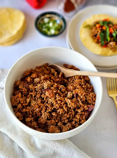 Mélange de viande à tacos moitié végé ÉquipeNutrition Half-and-Half Taco Meat Mix TeamNutrition