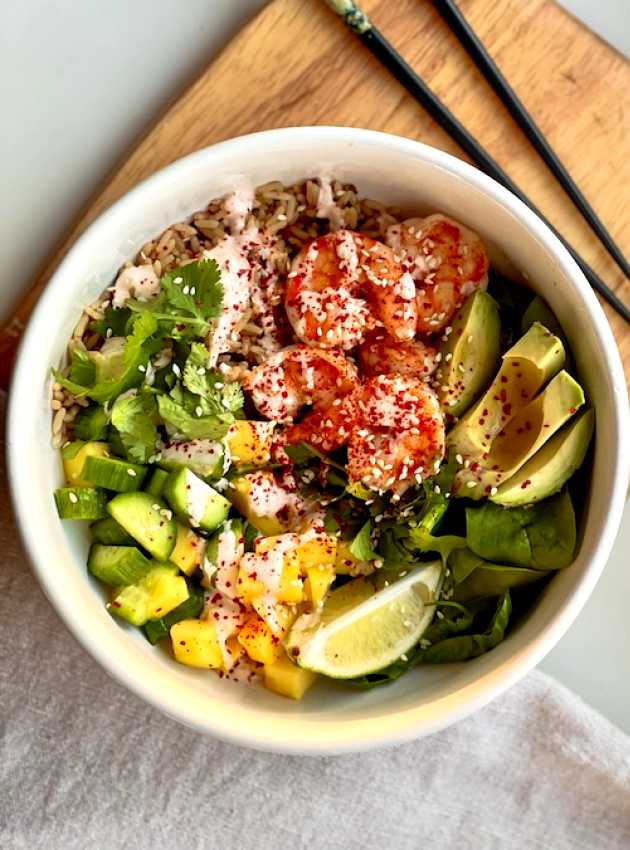 Poke bol crevettes - shrimp poke bowl