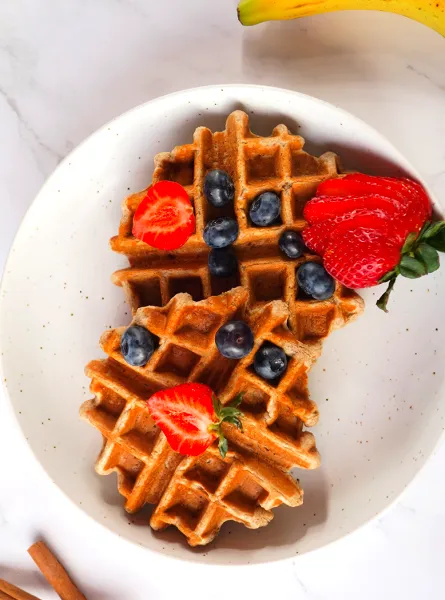 Banana Oat Flour Waffles