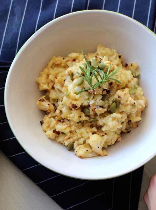 Risotto végétalien à la courge et chou-fleur