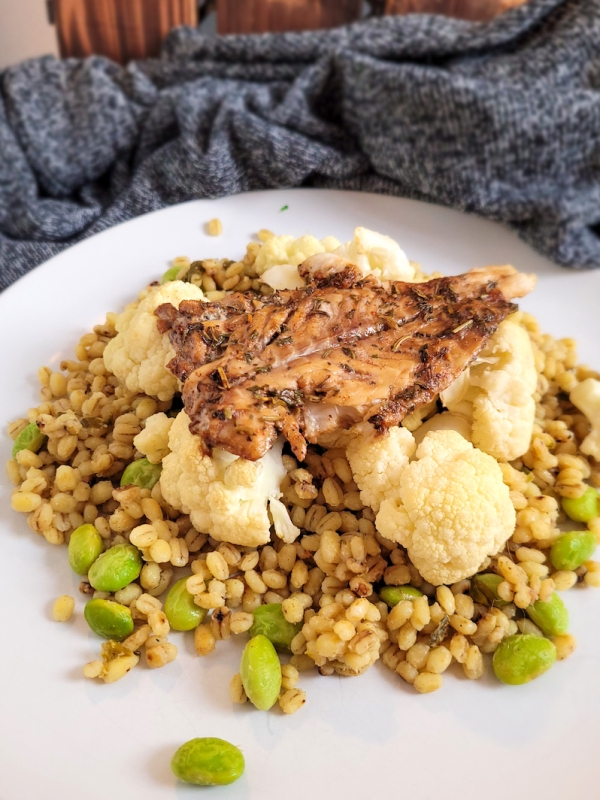 Sole Filet on a Bed of Barley and Edamame