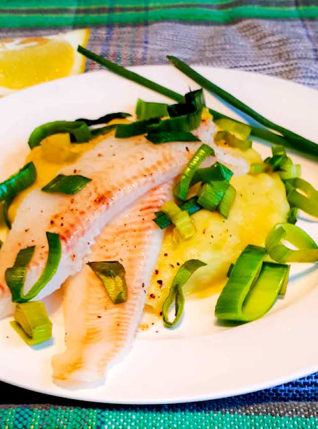 Turbot sur lit de poireaux